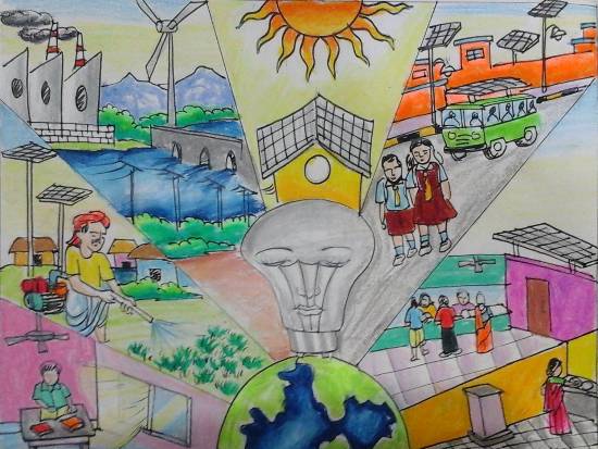 550x413 Solar Energy Painting By Isha Purohit - Solar Energy Painting