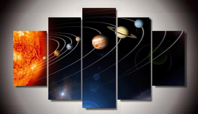 640x370 Hd Printed Our Solar System 5 Piece Picture Painting Wall Art - Solar Painting