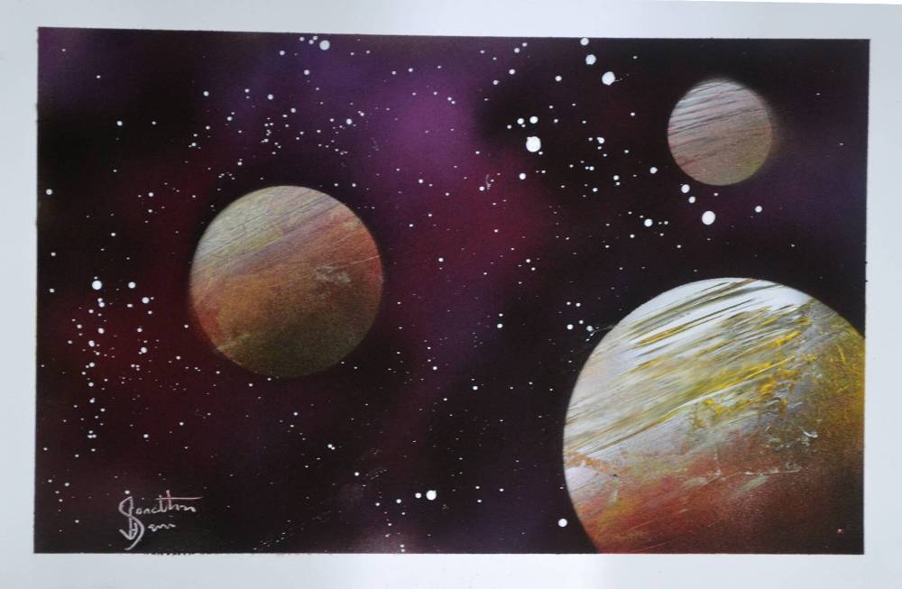 1000x653 Space Planets Solar System Galaxy Spray Paint By Jsharts - Solar System Painting