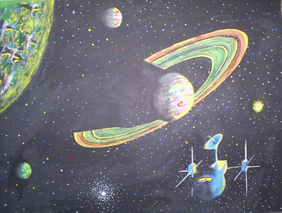 900x679 The Green Solar System Painting By Douglas Beatenhead - Solar System Painting