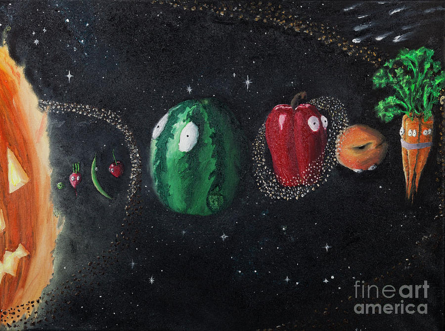 900x670 Vegetable Solar System Painting By Faith Lefever - Solar System Painting