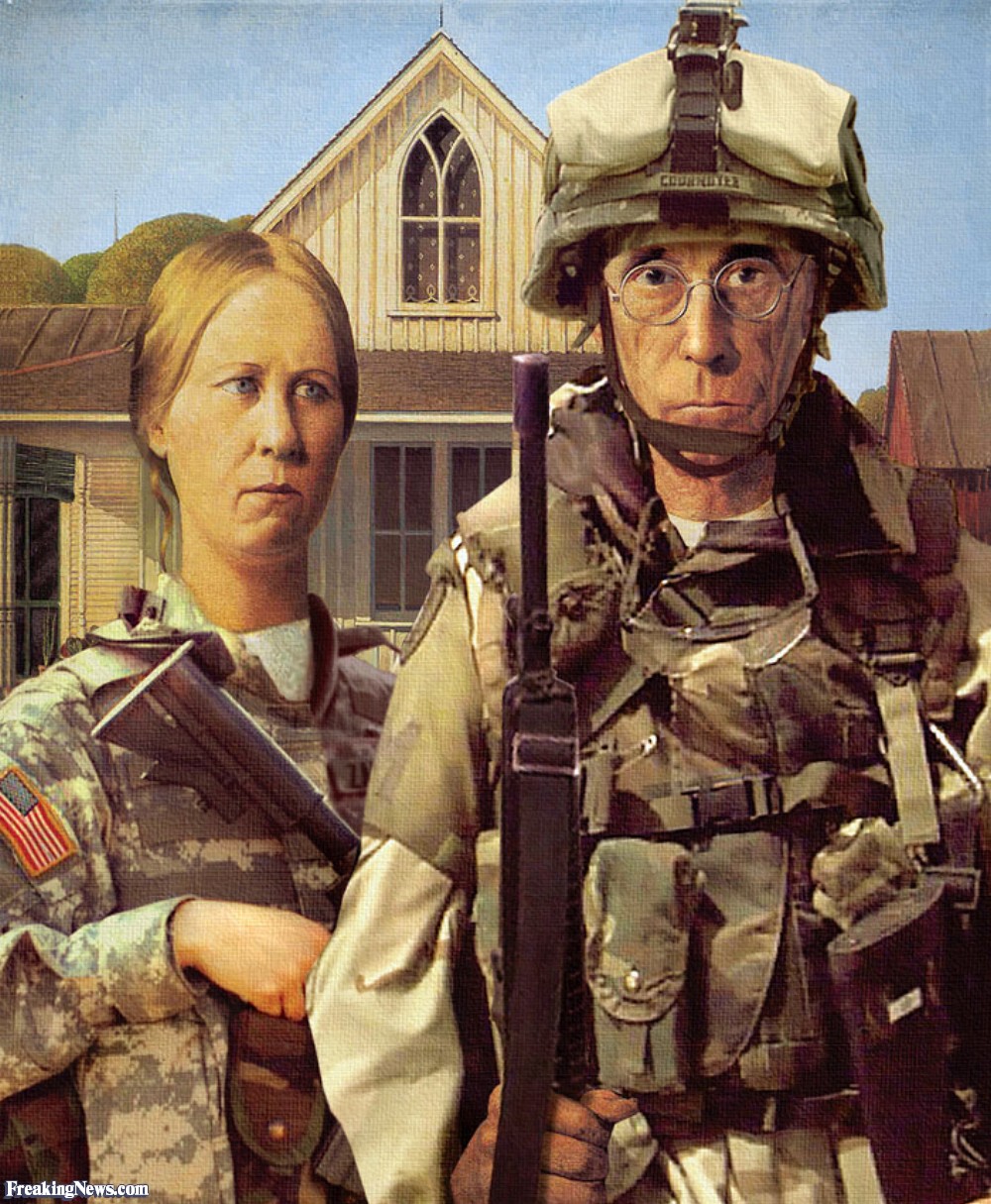 1000x1215 American Gothic Soldiers Painting Pictures - Soldier Painting