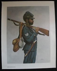 240x300 Thompson Serigraph Oil Painting Canvas Civil War Black Soldier - Soldier Painting