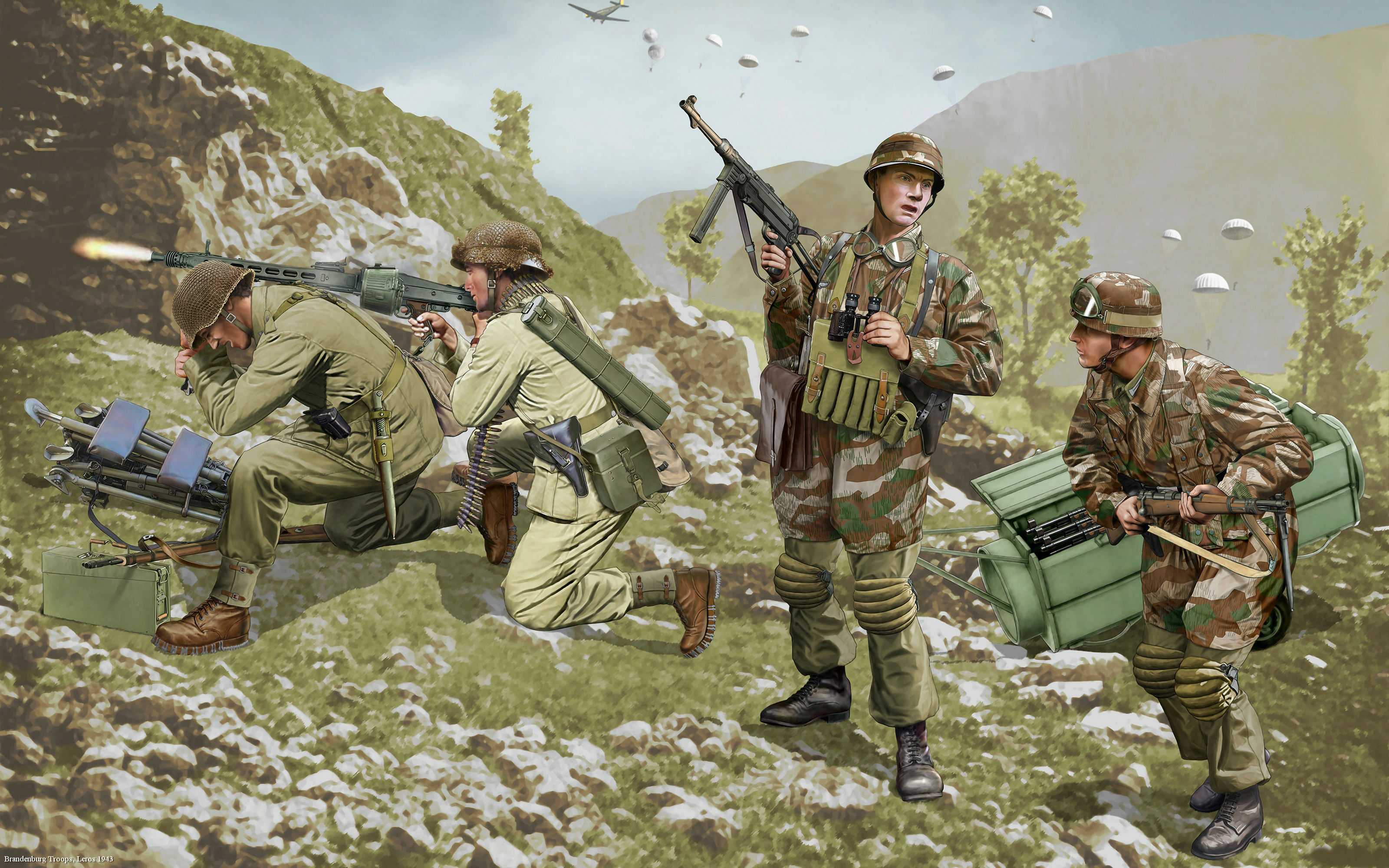 3200x2000 Pictures Soldiers Machine Guns Painting Art Army 3200x2000 - Soldiers Painting