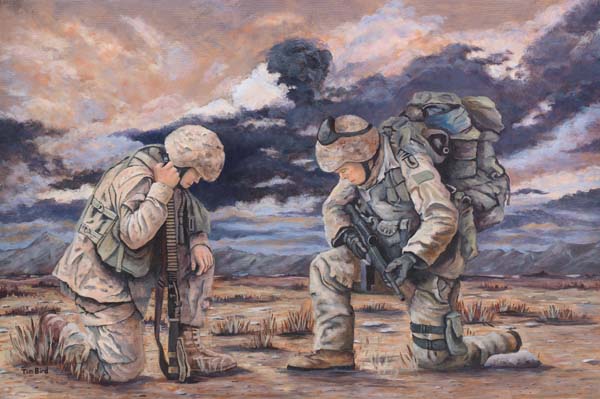 600x399 Soldiers Prayer By Tim Bird Soldiers Prayer, Kneeling, Oil - Soldiers Painting