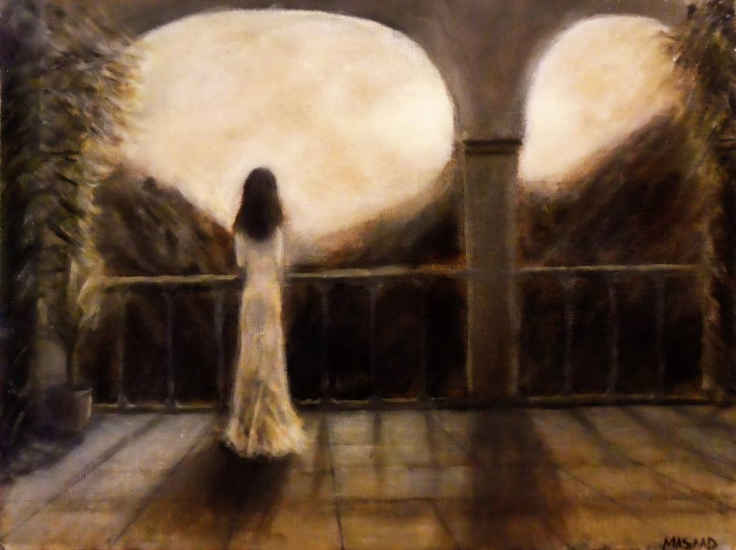 1033x773 Solitude Oil Painting By Masaad - Solitude Painting