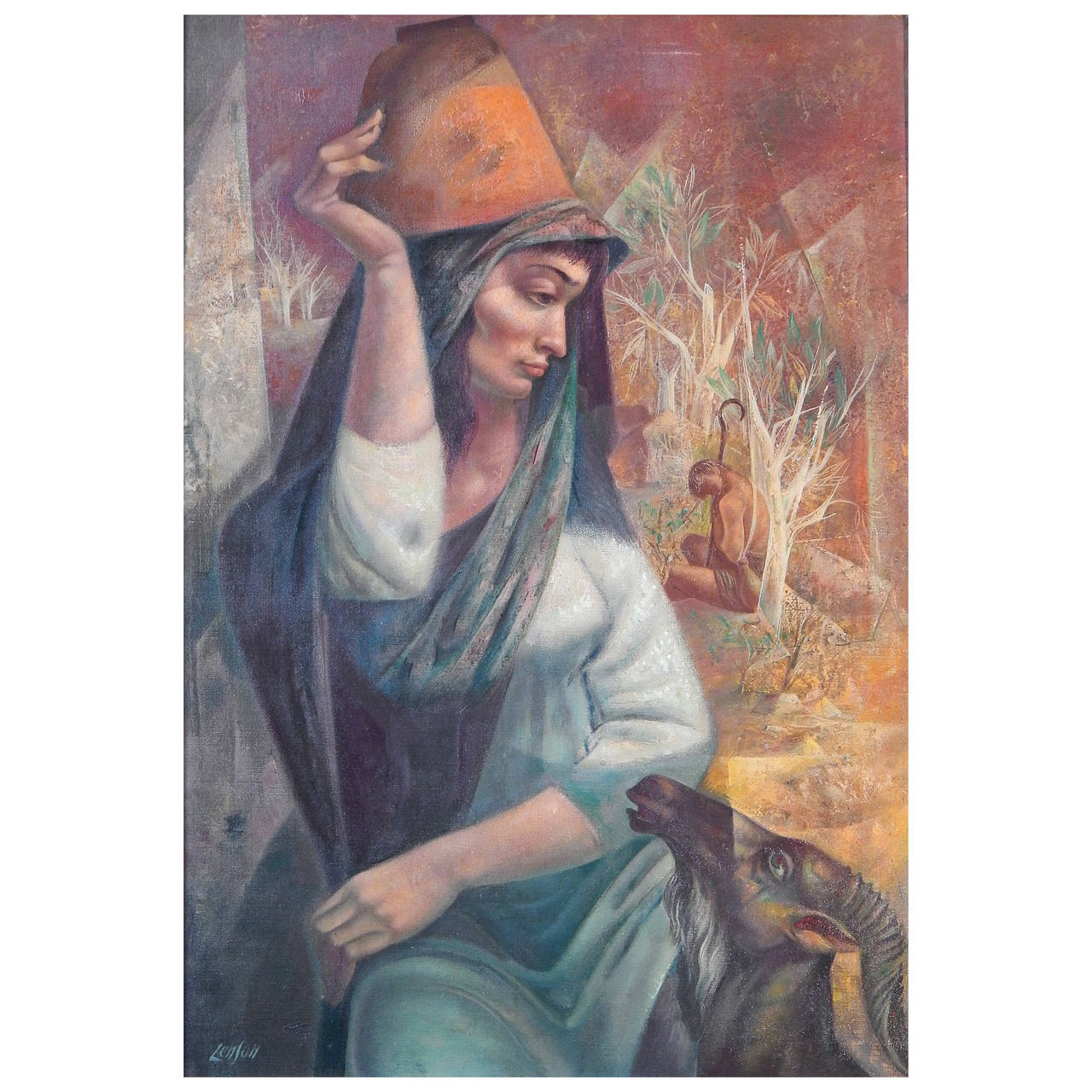 1280x1280 Mid Century Painting With Song Of Solomon Theme, By Lenson - Solomon Painting