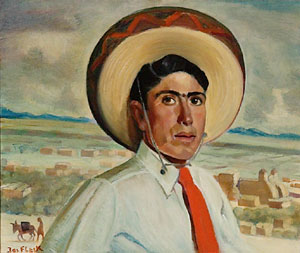 300x253 Joseph Fleck Young Man With Sombrero - Sombrero Painting