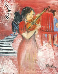 236x300 Woman Playing Piano Paintings - Sonata Painting Woman Playing Piano