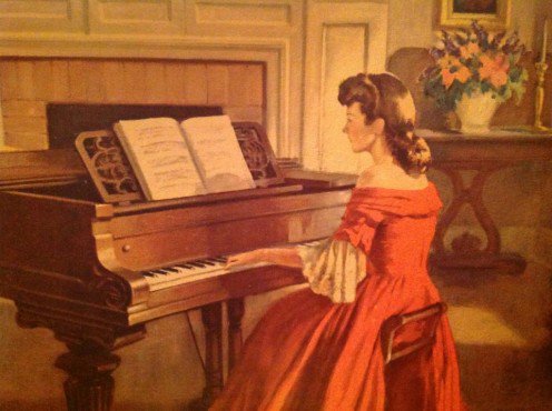 496x370 I Found A Painting By My Dumpster Today Hubpages - Sonata Painting Woman Playing Piano
