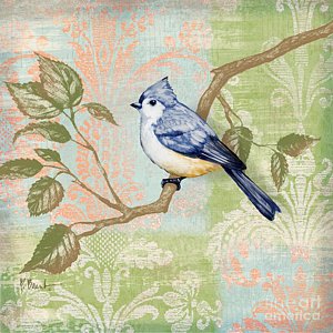 300x300 Fabric Collage Paintings Fine Art America - Songbird Painting