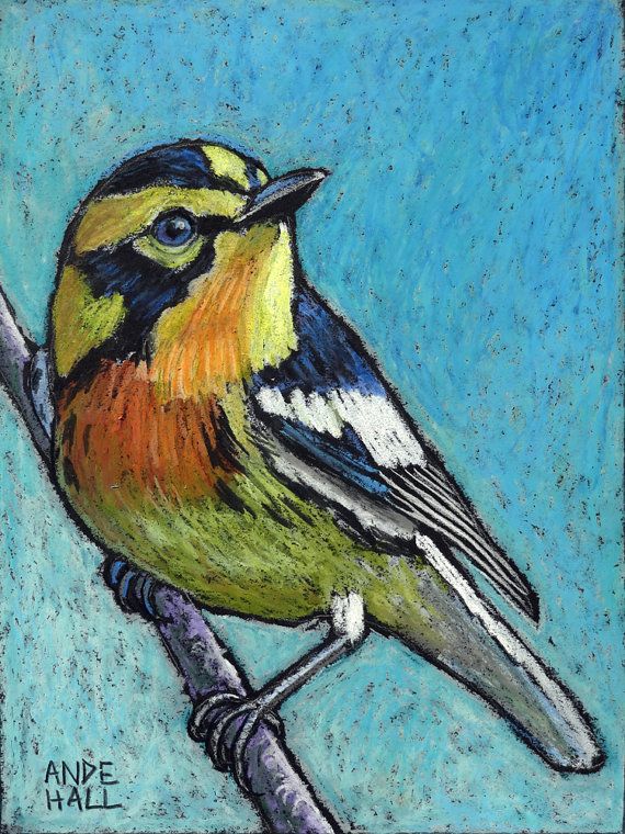 570x760 9x12 Original Bird Painting - Songbird Painting