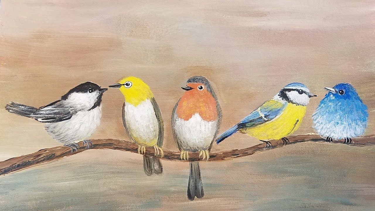 1280x720 Songbirds Acrylic Painting Tutorial Live How To Paint Birds - Songbird Painting