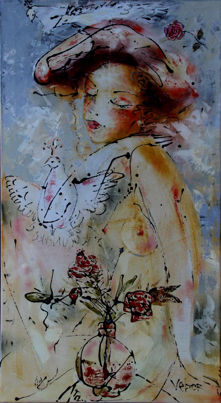 770x1401 Saatchi Art Songbird Painting By Oksana Veber - Songbird Painting