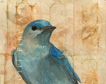 340x270 Speckled Songbird Painting Polka Dot Spotted Thrush - Songbird Painting