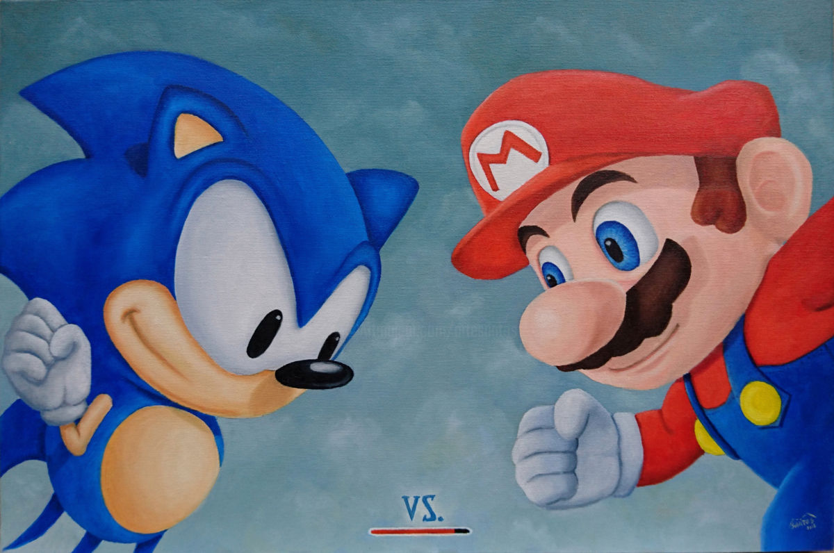 1200x796 Sonic Vs Mario (Marco Santos) - Sonic Painting