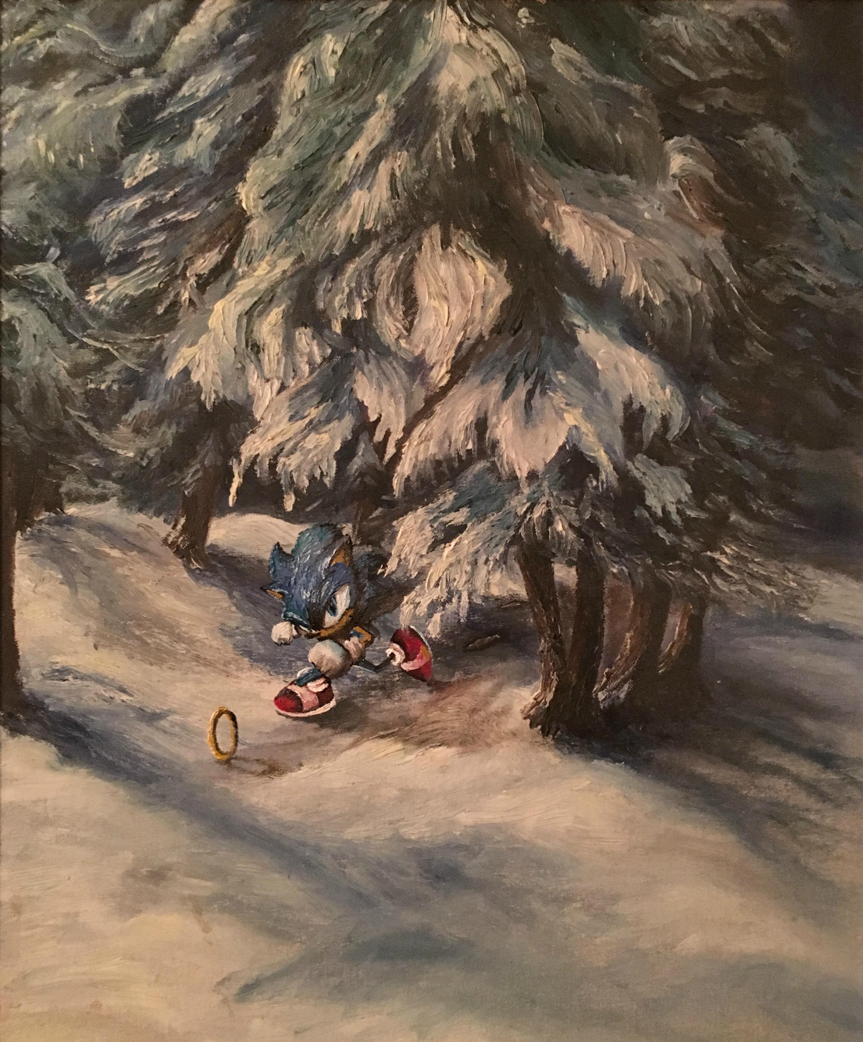 2864x3457 Sonic The Hedgehog Added To Thrift Store Painting Boing Boing - Sonic The Hedgehog Painting
