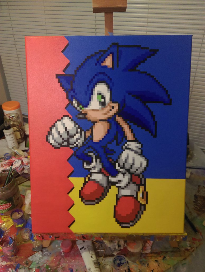 776x1030 Sonic The Hedgehog Pixel Painting By Pixelartpaintings - Sonic The Hedgehog Painting