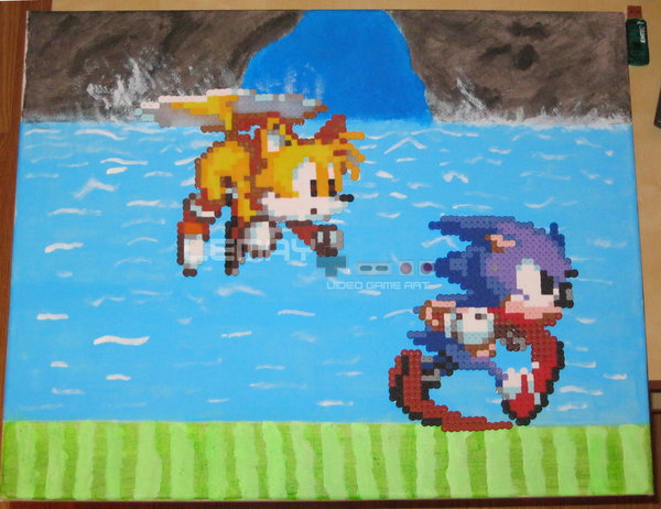 600x462 Sonic The Hedgehog Painting Perler 16''X20'' By Lemayvideogameart - Sonic The Hedgehog Painting