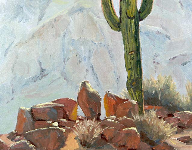 638x500 Oil Painting, Cactus View, Southwestern Landscape - Sonoran Desert Painting