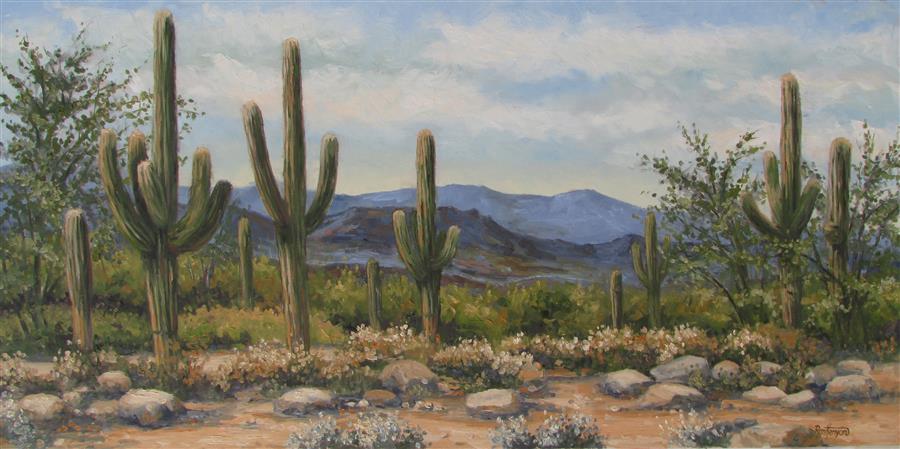 900x449 Sonoran Desert Vista By Ron Kenyon - Sonoran Desert Painting
