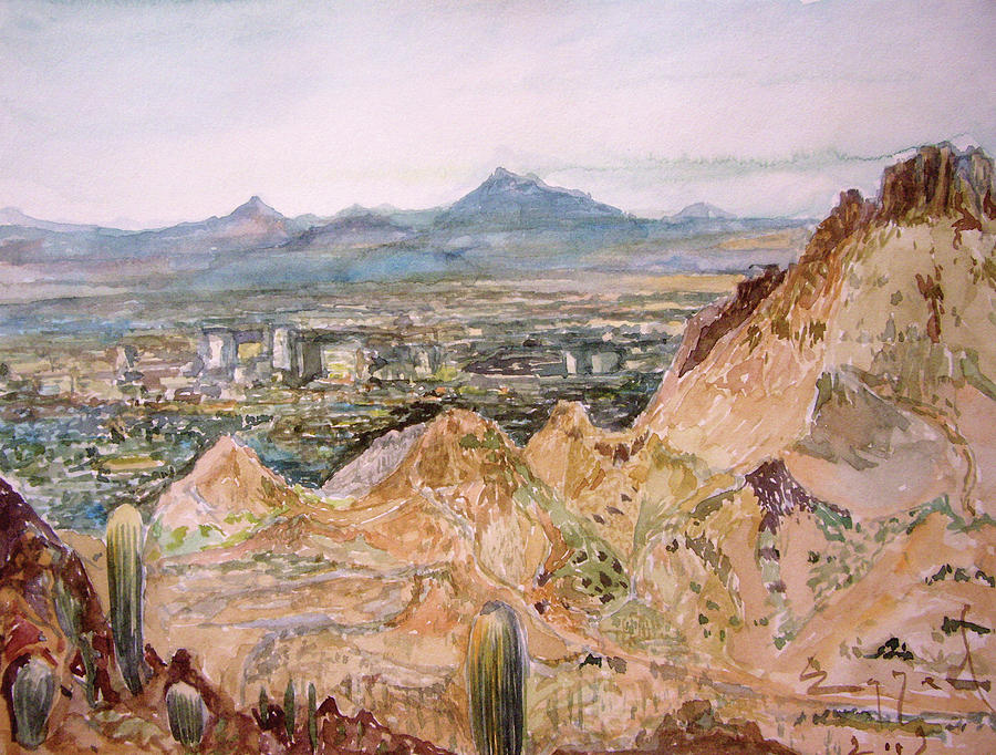 900x682 Wiew Of The Town - Sonoran Desert Painting