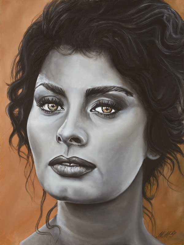 600x800 Sofia Portrait Oil Painting By Fine Artist Monica Marquez Gatica - Sophia Loren Painting