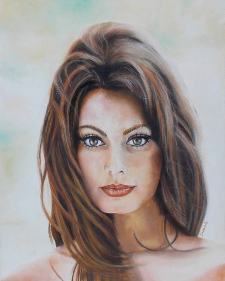 770x959 Saatchi Art Sophia Loren (Young) Painting By Diana Giusto - Sophia Loren Painting