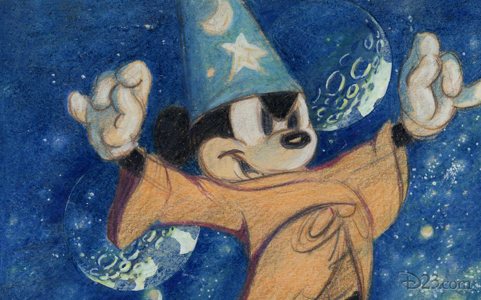 1680x1050 Image - Sorcerer Mickey Painting
