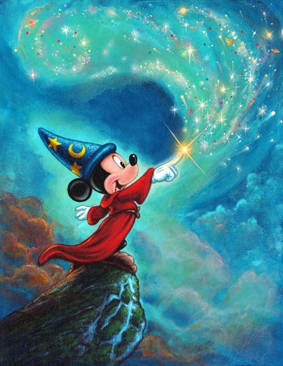 927x1200 Annick Biaudet Fantasia - Sorcerer Mickey Painting