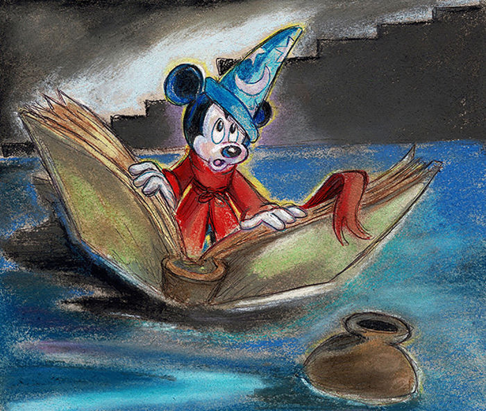 700x592 Mickey Mouse - Sorcerer Mickey Painting