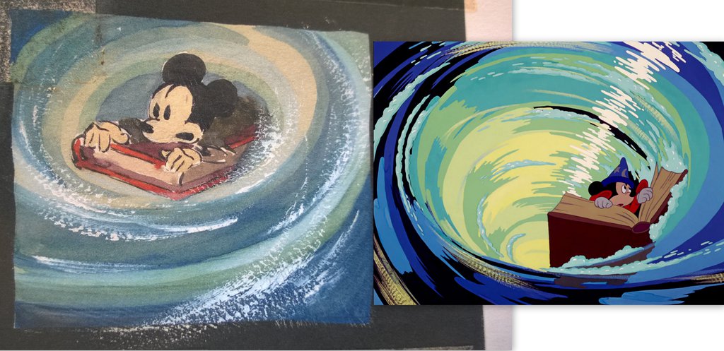 1024x497 Sorcerer Mickey Caught In A Whirlpool Scene By Foxlover35 - Sorcerer Mickey Painting