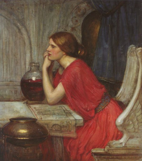 600x679 John William Waterhouse - Sorceress Painting