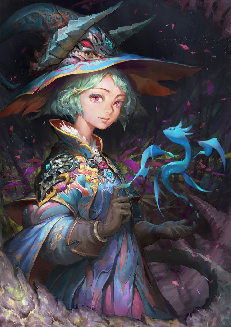 751x1063 Sorceress Of Dragon By On @ - Sorceress Painting
