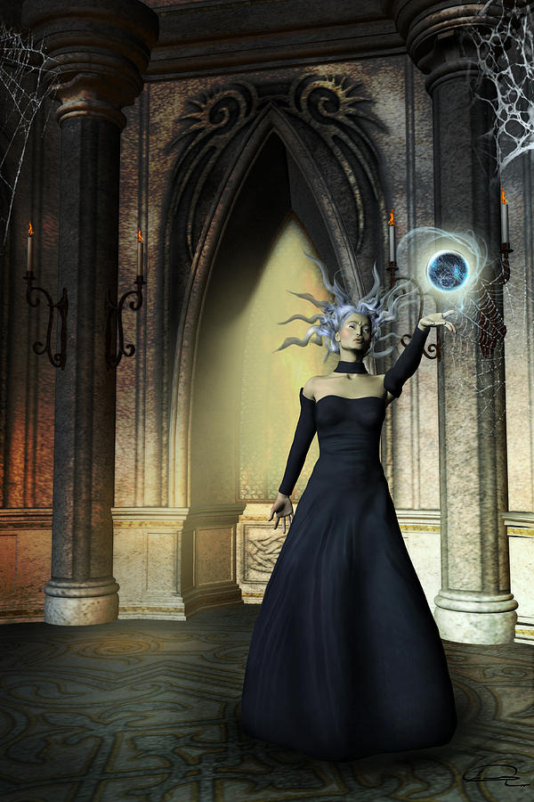 600x900 The Curse Of The Sorceress Painting By Emma Alvarez - Sorceress Painting