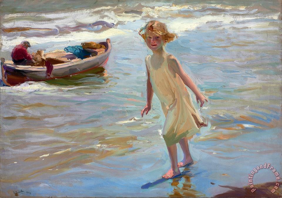 960x674 Joaquin Sorolla Y Bastida Nina En La Playa, Valencia Painting - Sorolla Painting