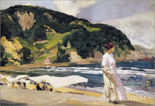 500x343 Oil Painting Beach Zarautz Beach Joaquin Sorolla Y Bastida Canvas - Sorolla Painting