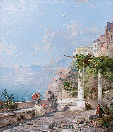 385x450 Sorrento, On The Bay Of Naples Unterberger Painting - Sorrento Painting