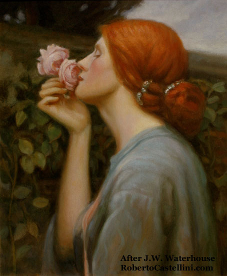 454x550 Roberto Castellini Copy Of A Waterhouse Painting - Soul Of The Rose Painting