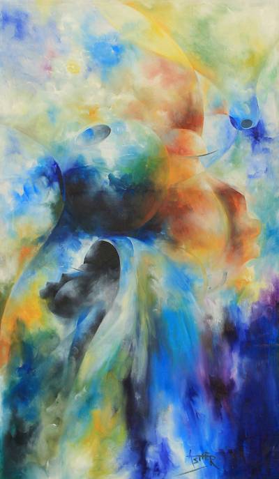 400x687 West African Market Painting In Primary Hues - Soulmate Painting