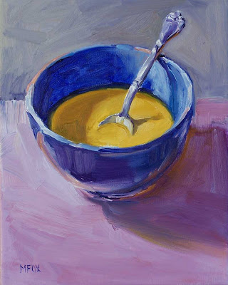 320x400 Bowl Of Soup Amp Sterling Silver Spoon8 X 10 Small Oil Painting - Soup Painting