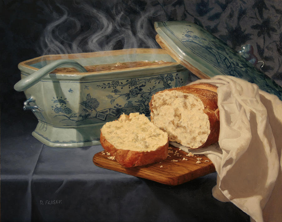 900x710 Bread And Soup Painting By Diane Fraser - Soup Painting