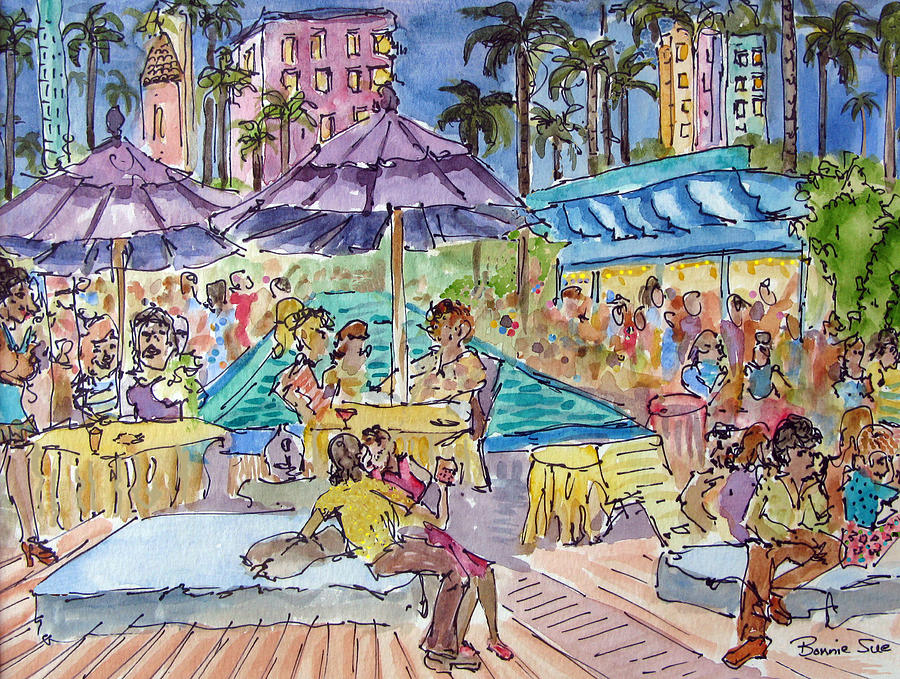 900x679 South Beach Miami Painting By Bonnie Sue Schwartz - South Beach Painting