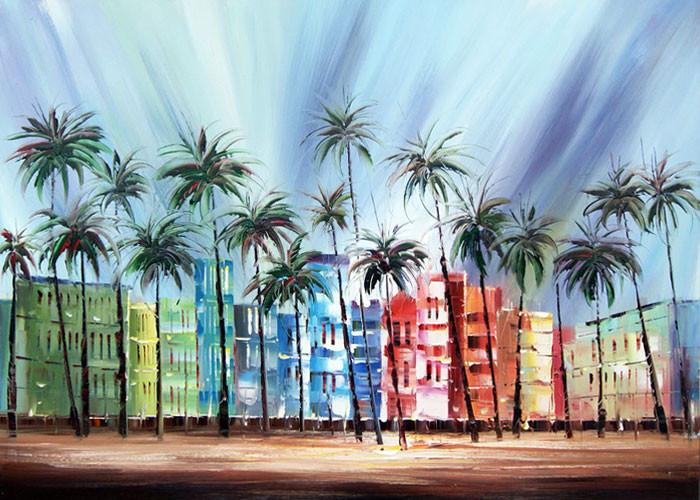 700x500 Heavily Textured Miami South Beach Painting - South Beach Painting