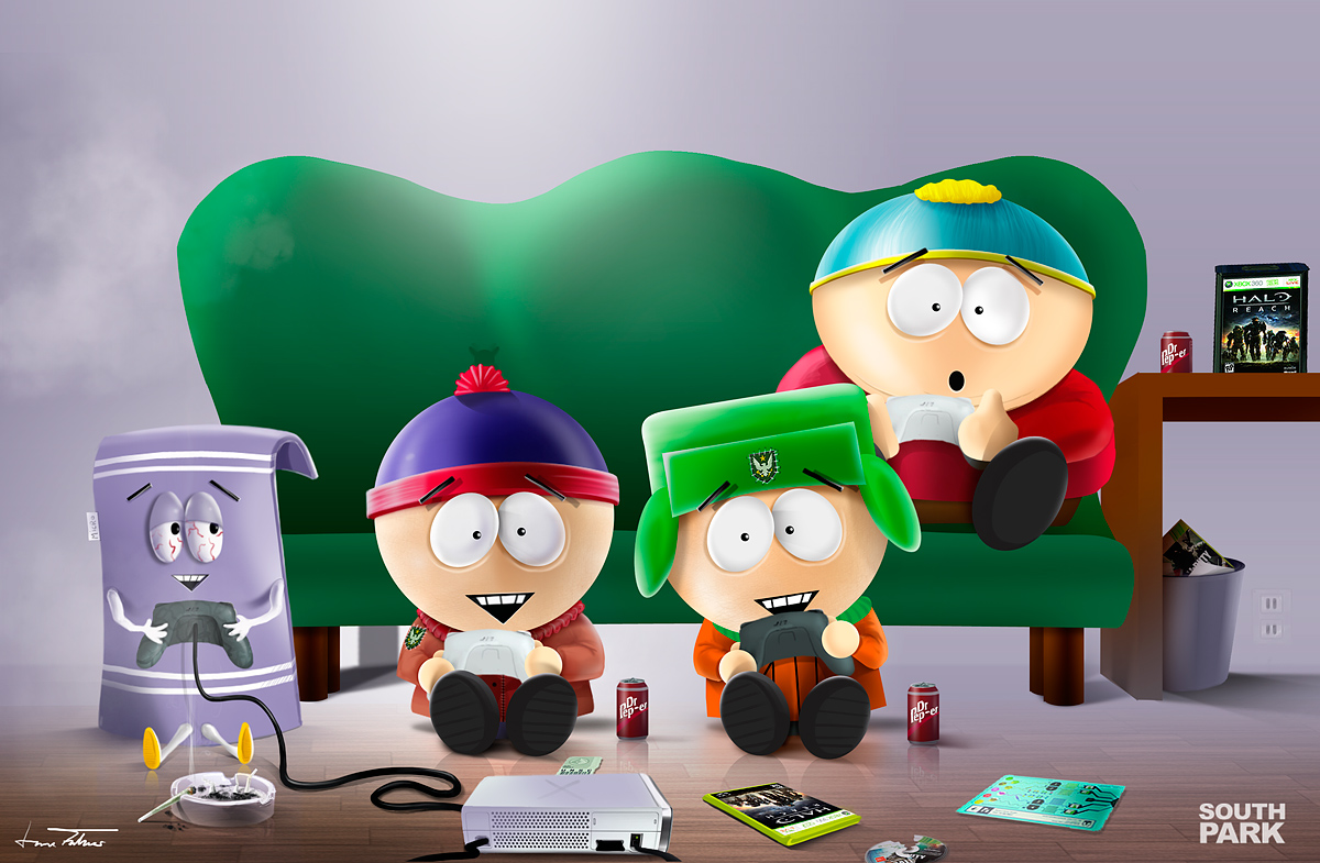 1200x785 South Park N Halo By Microbot23 - South Park Painting