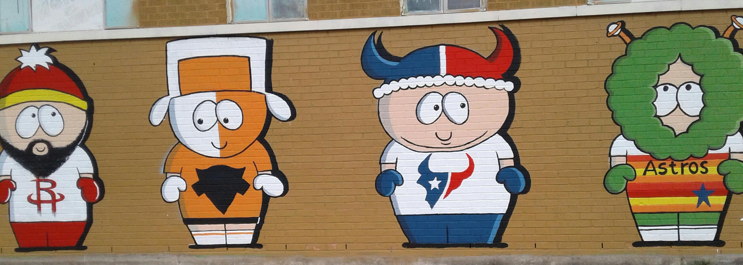 2576x920 South Park Houston Sports Themed [Wall Painting] In Progress - South Park Painting