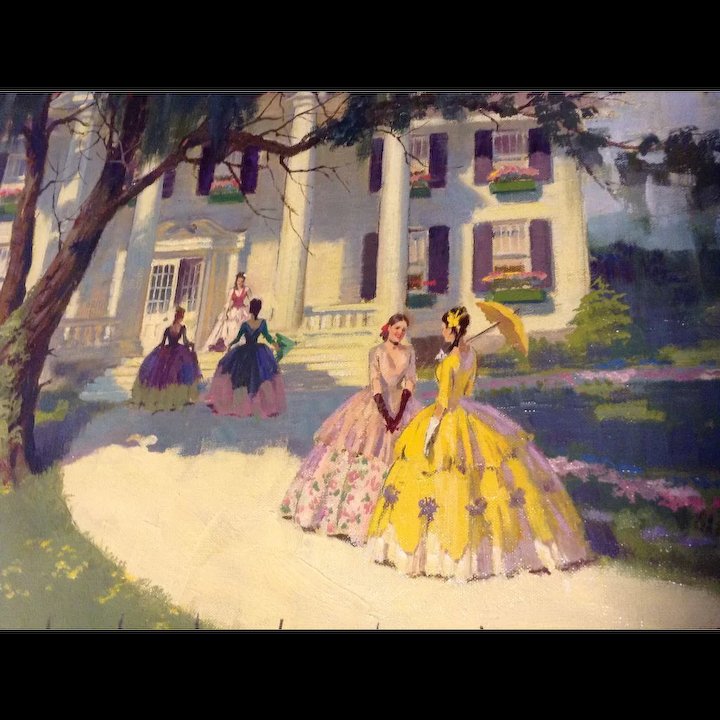 720x720 Original Signed Southern Belle Estate Plantation Oil Painting - Southern Belle Painting