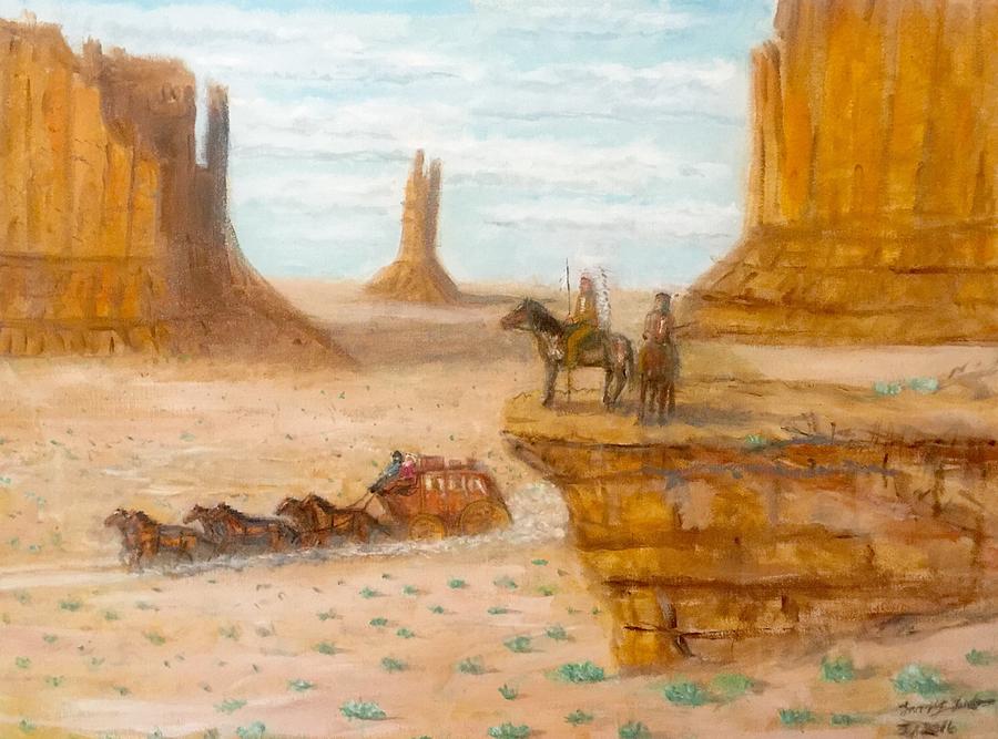 900x667 Just Passing Through Southwest Oil Painting Painting By Larry E Lamb - Southwest Painting