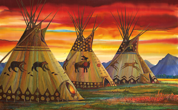 600x371 Nancy Dunlop Cawdrey Western Silk Paintings - Southwest Painting