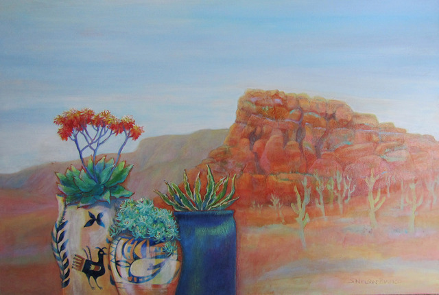 640x430 Sharon Nelsonbianco Artwork Pottery With A View Arizona 2 - Southwestern Painting